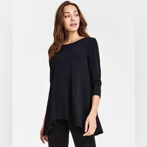 Pretty Woman Round Neck 3/4 Sleeve Black Tunic
